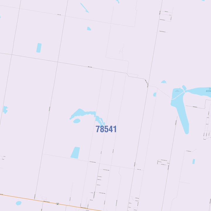 Color Cast Zip Code Style Wall Map of Edinburg, TX