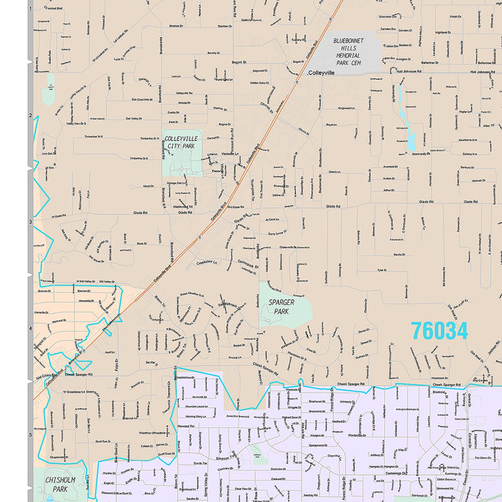 Premium Style Wall Map of Euless, TX