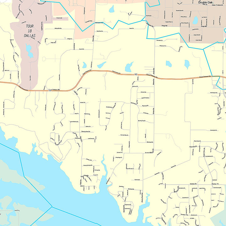Premium Style Wall Map of Flower Mound, TX