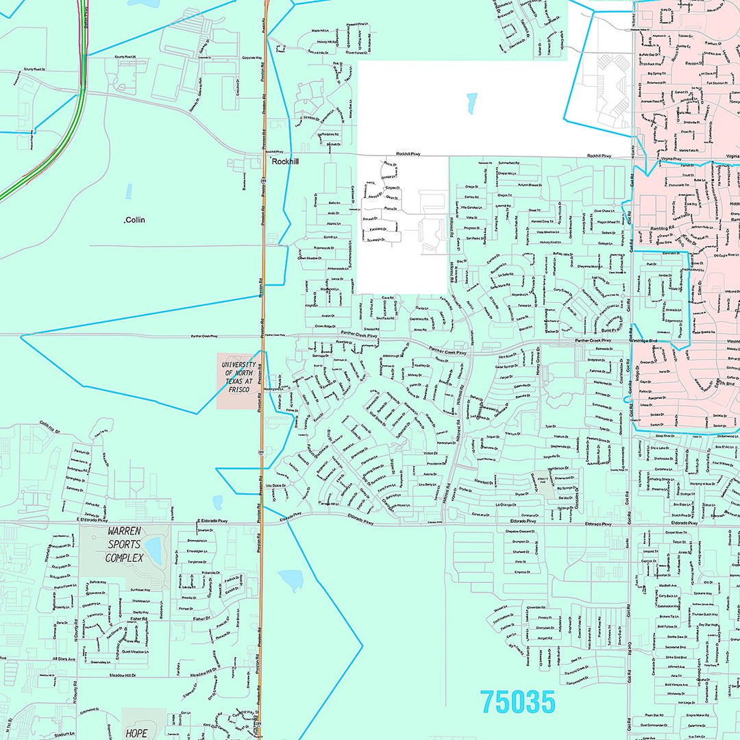 Premium Style Wall Map of Frisco, TX