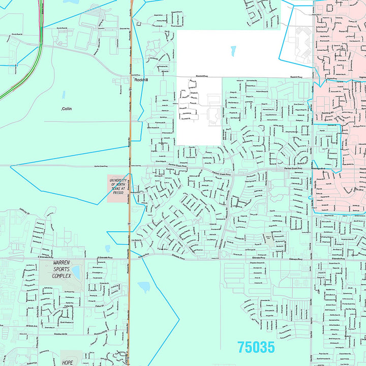 Premium Style Wall Map of Frisco, TX
