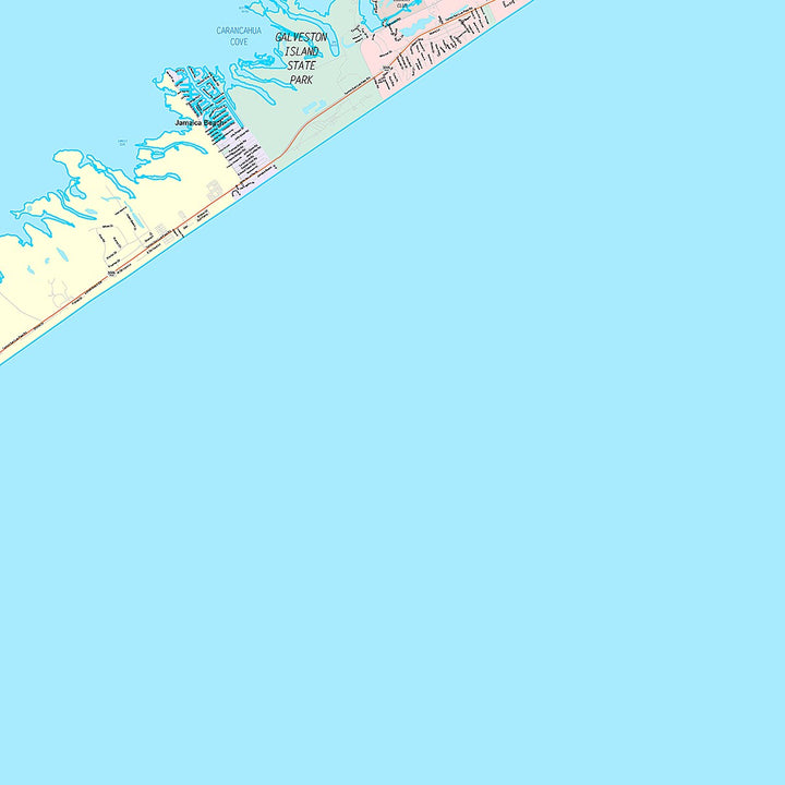 Premium Style Wall Map of Galveston, TX