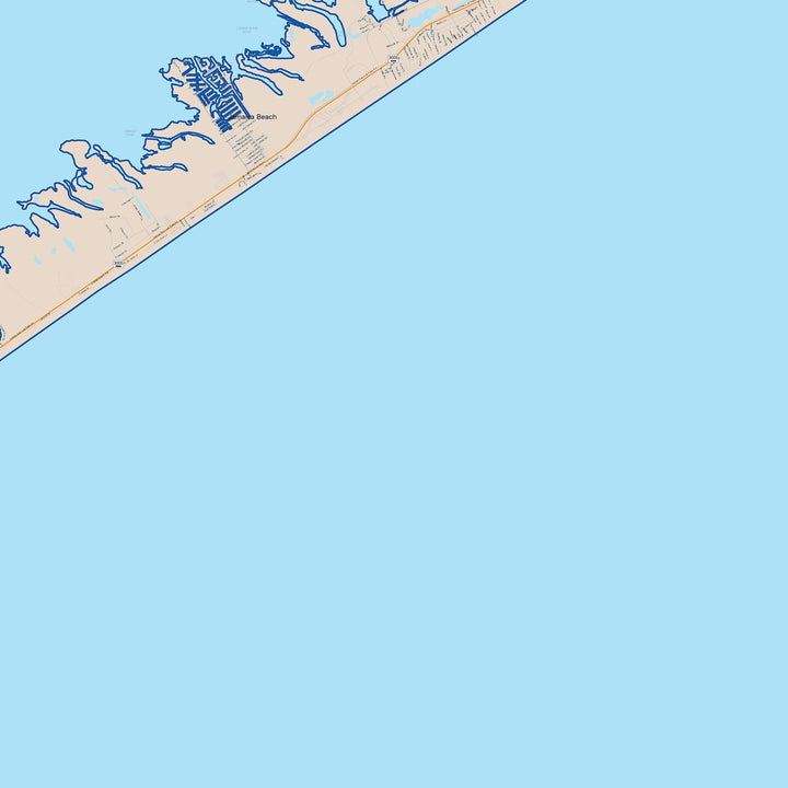 Color Cast Zip Code Style Wall Map of Galveston, TX