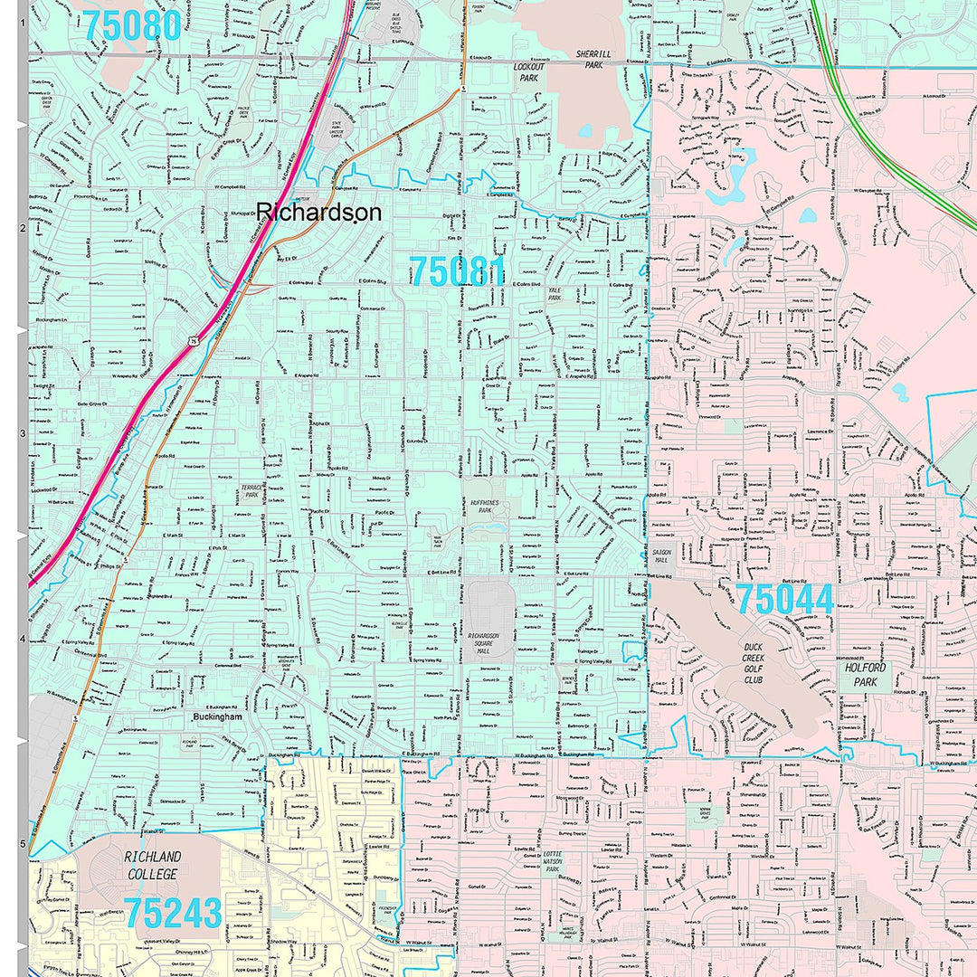 Premium Style Wall Map of Garland, TX