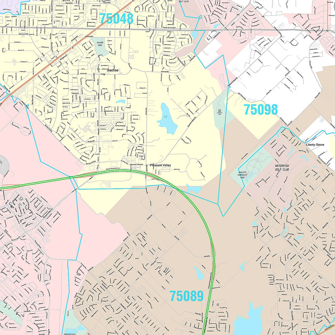 Premium Style Wall Map of Garland, TX
