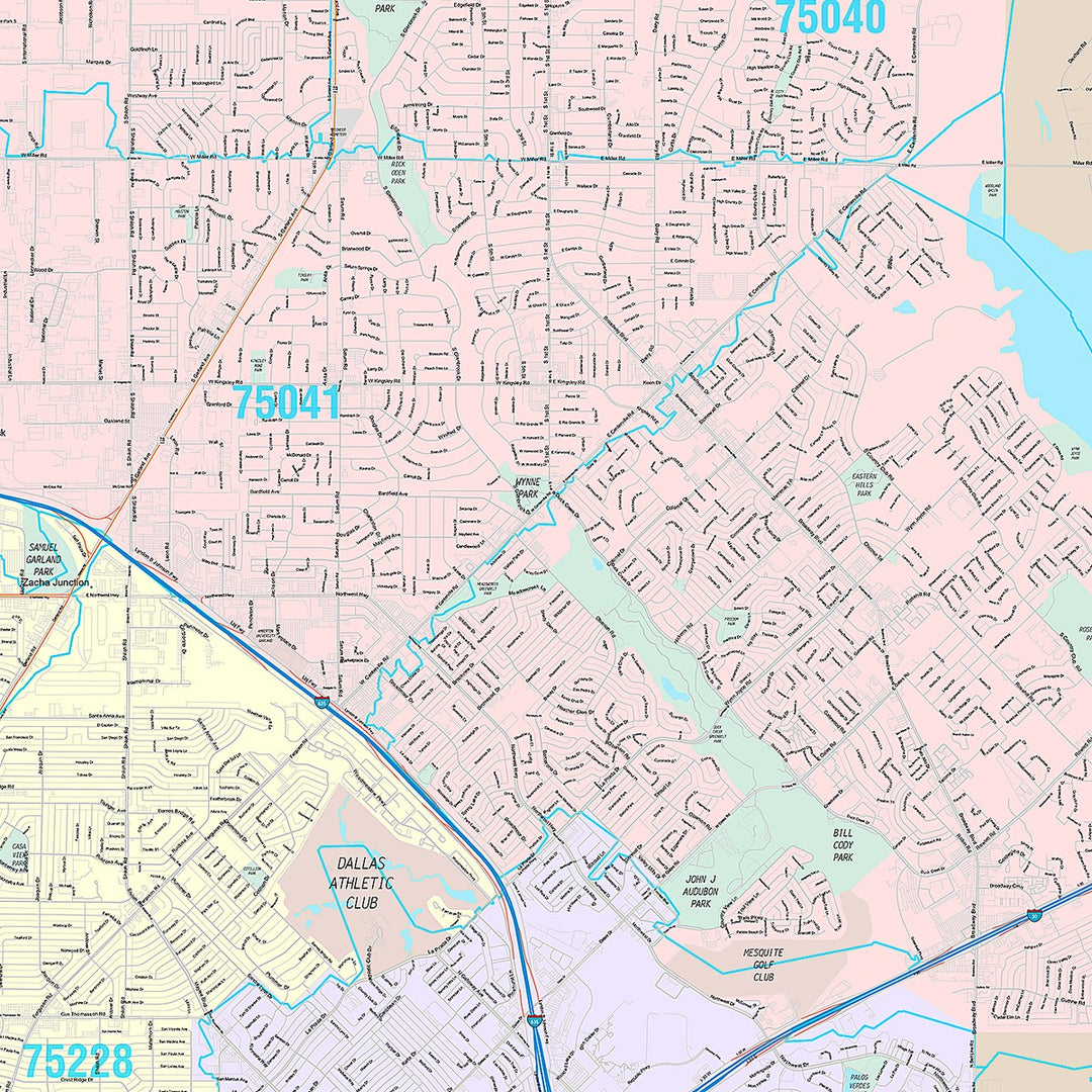 Premium Style Wall Map of Garland, TX