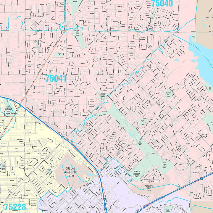 Premium Style Wall Map of Garland, TX