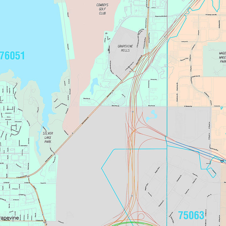 Premium Style Wall Map of Grapevine, TX
