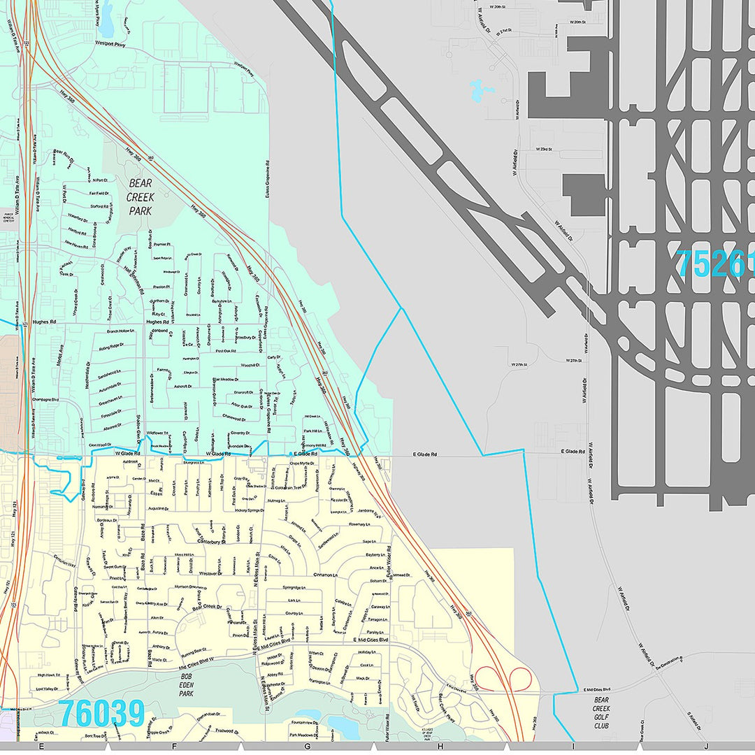 Premium Style Wall Map of Grapevine, TX