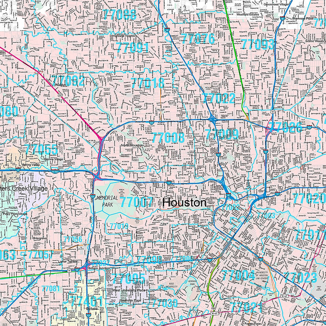 Premium Style Wall Map of Houston, TX