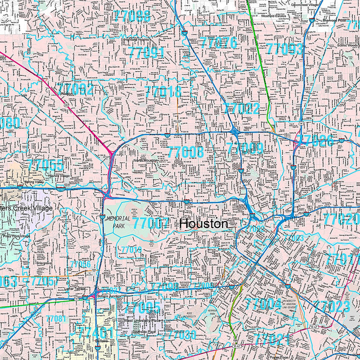 Premium Style Wall Map of Houston, TX