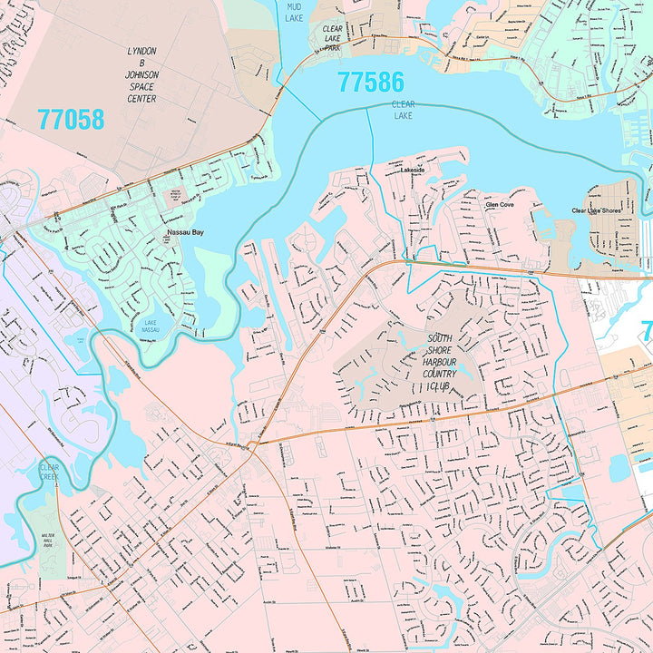 Premium Style Wall Map of League City, TX