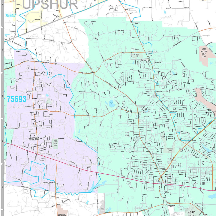 Premium Style Wall Map of Longview, TX