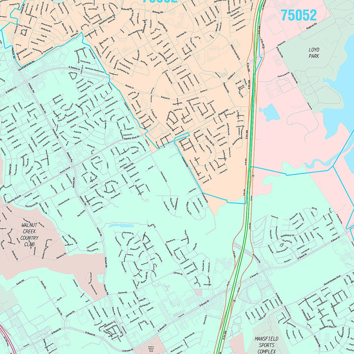 Premium Style Wall Map of Mansfield, TX