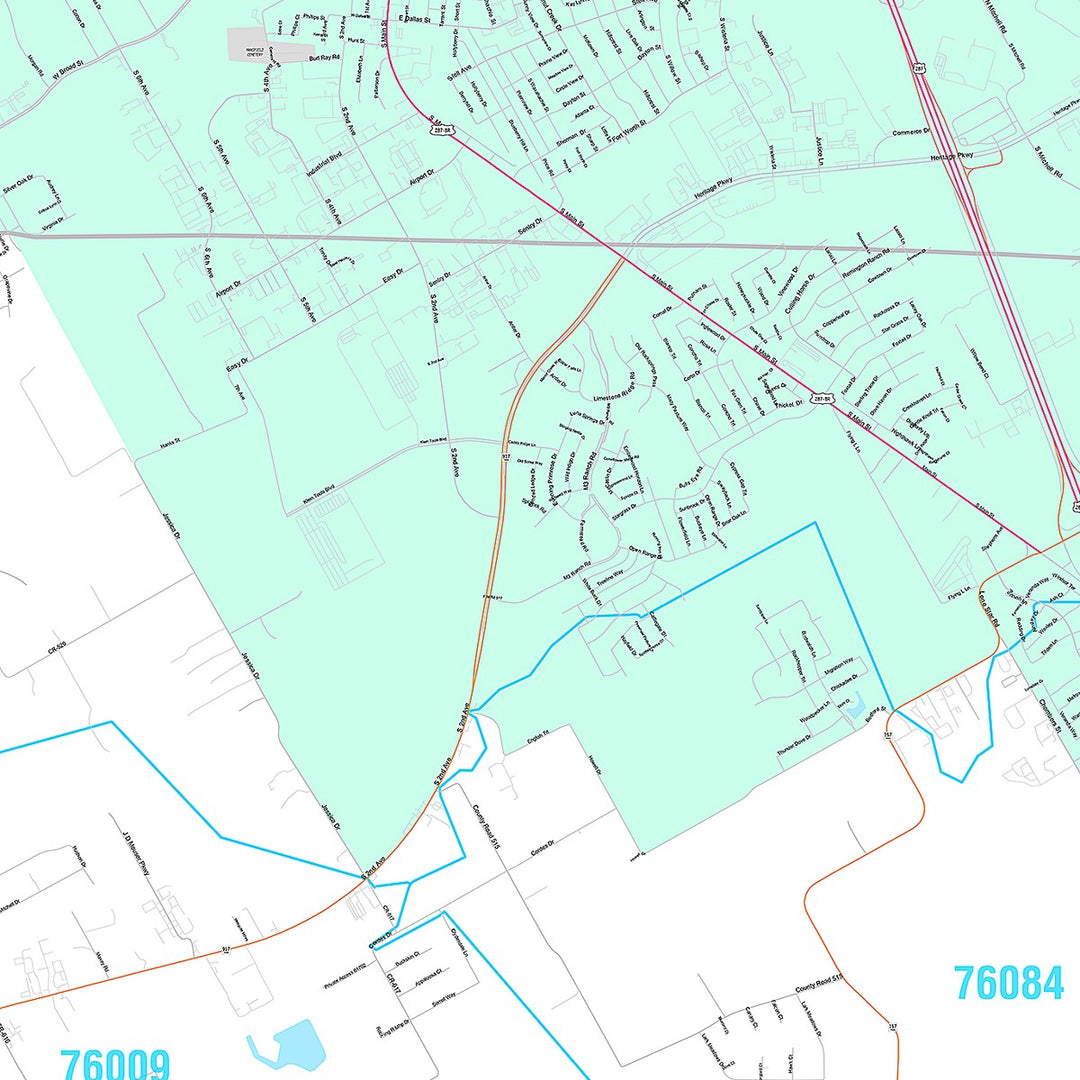Premium Style Wall Map of Mansfield, TX