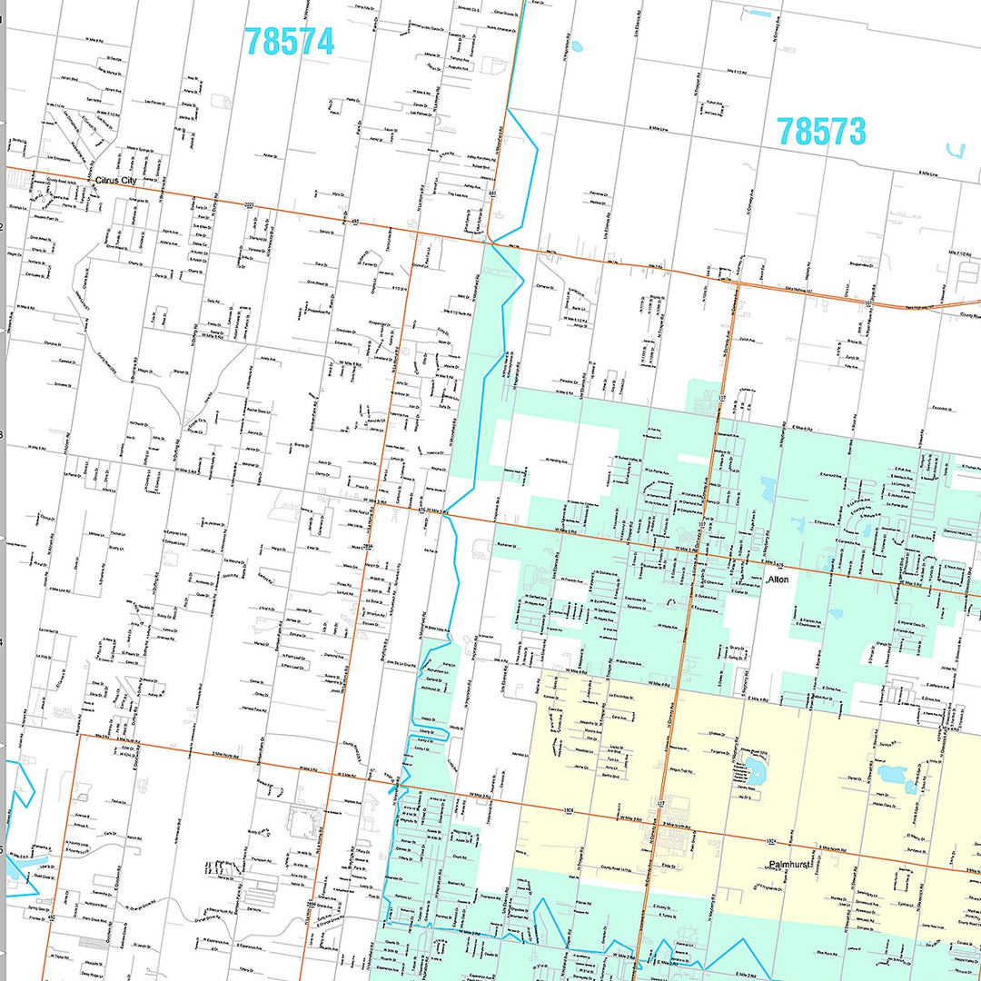 Premium Style Wall Map of McAllen, TX