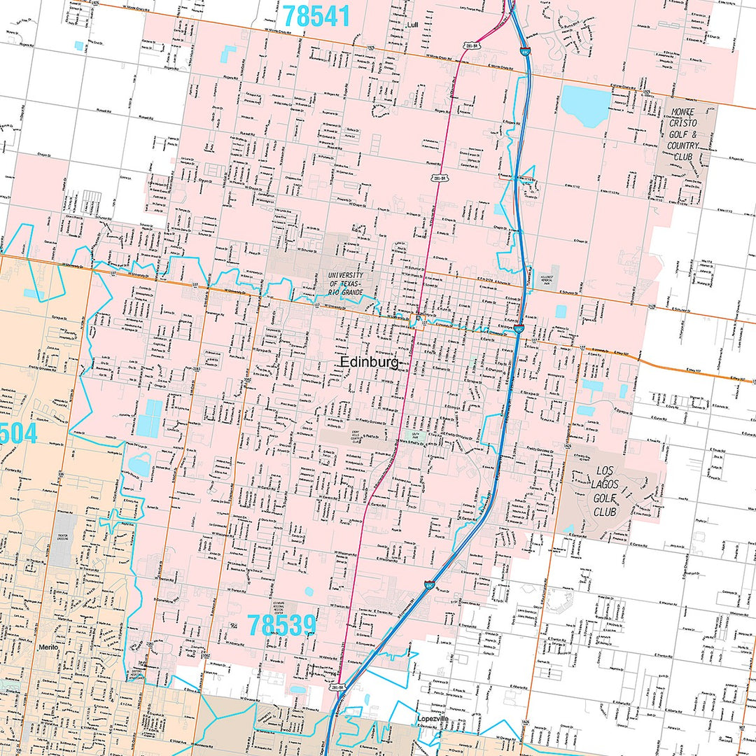 Premium Style Wall Map of McAllen, TX