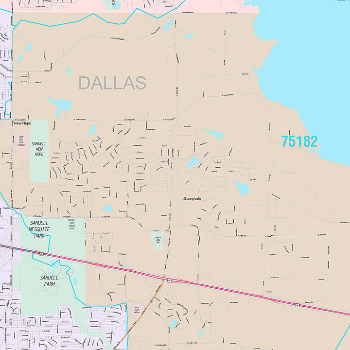 Premium Style Wall Map of Mequite, TX