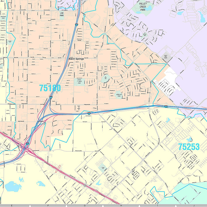 Premium Style Wall Map of Mequite, TX