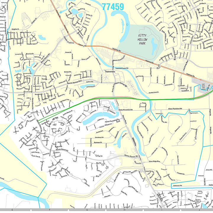 Premium Style Wall Map of Missouri City, TX
