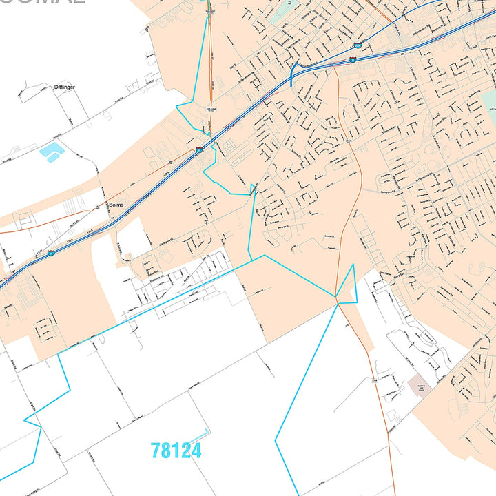 Premium Style Wall Map of New Braunfels, TX