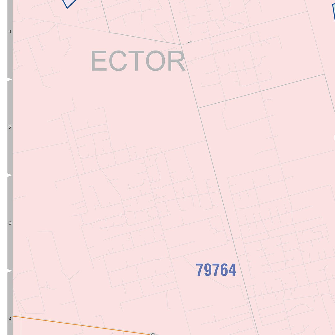 Color Cast Zip Code Style Wall Map of Odessa, TX