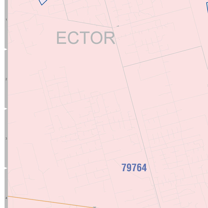 Color Cast Zip Code Style Wall Map of Odessa, TX