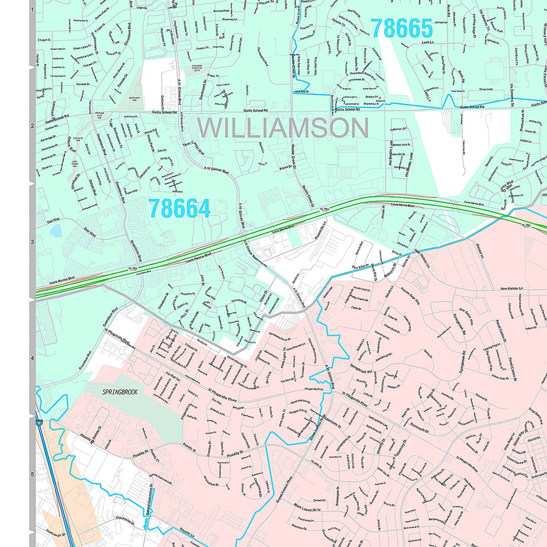 Premium Style Wall Map of Pflugerville, TX