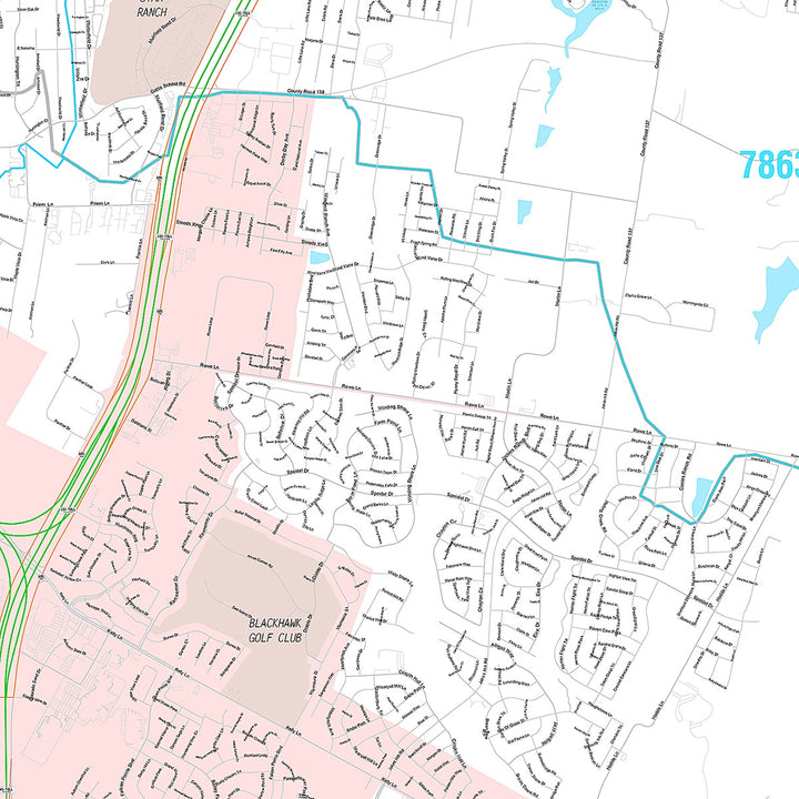 Premium Style Wall Map of Pflugerville, TX