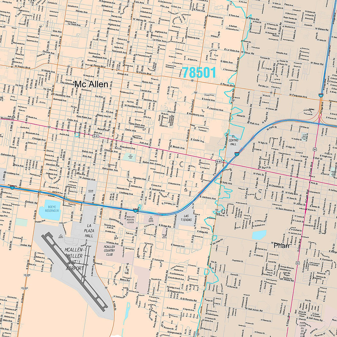 Premium Style Wall Map of Pharr, TX