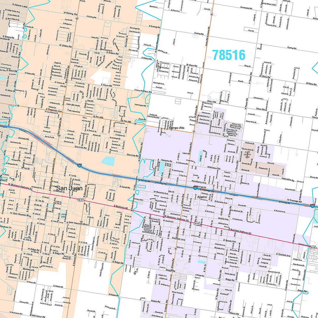 Premium Style Wall Map of Pharr, TX