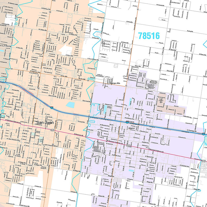 Premium Style Wall Map of Pharr, TX