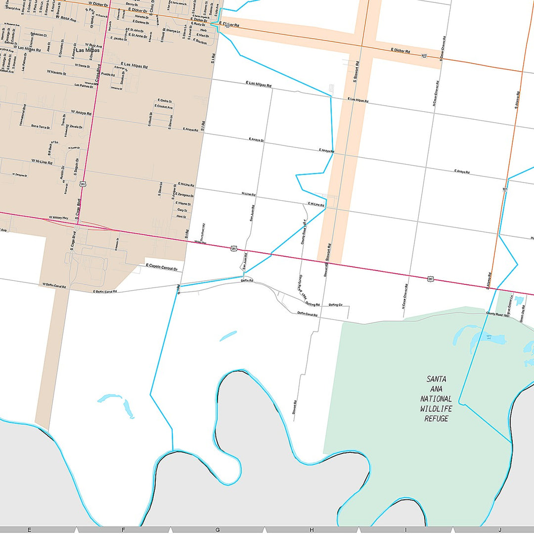 Premium Style Wall Map of Pharr, TX