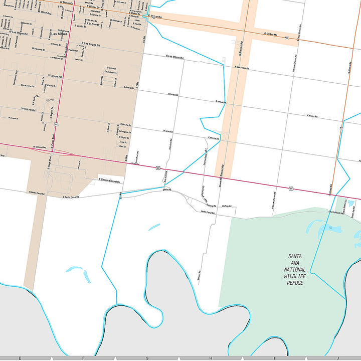 Premium Style Wall Map of Pharr, TX
