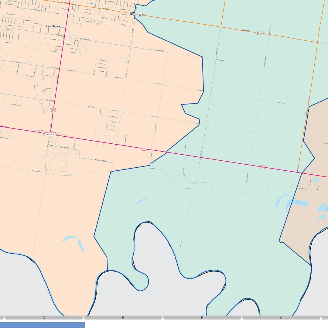 Color Cast Zip Code Style Wall Map of Pharr, TX
