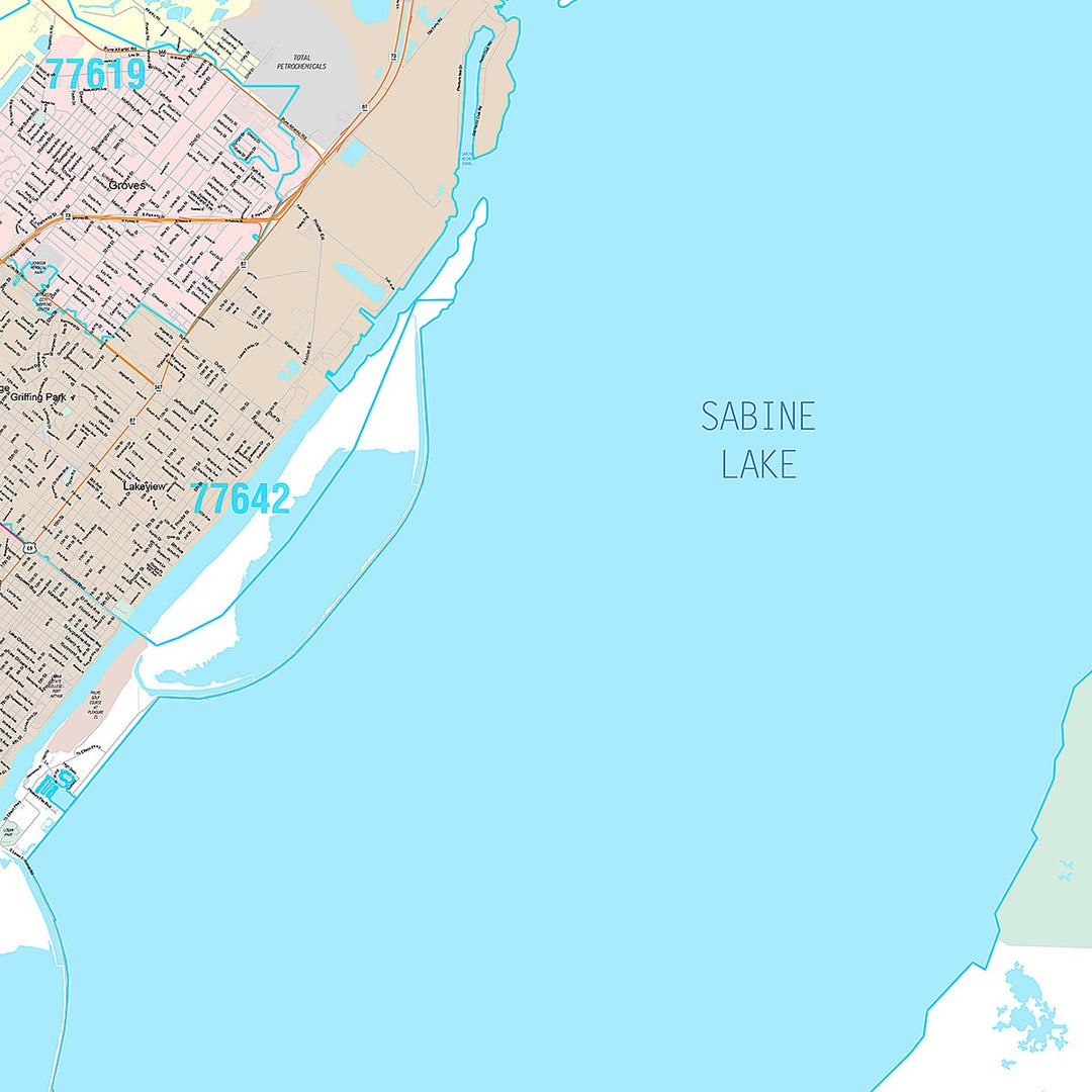 Premium Style Wall Map of Porth Arthur, TX