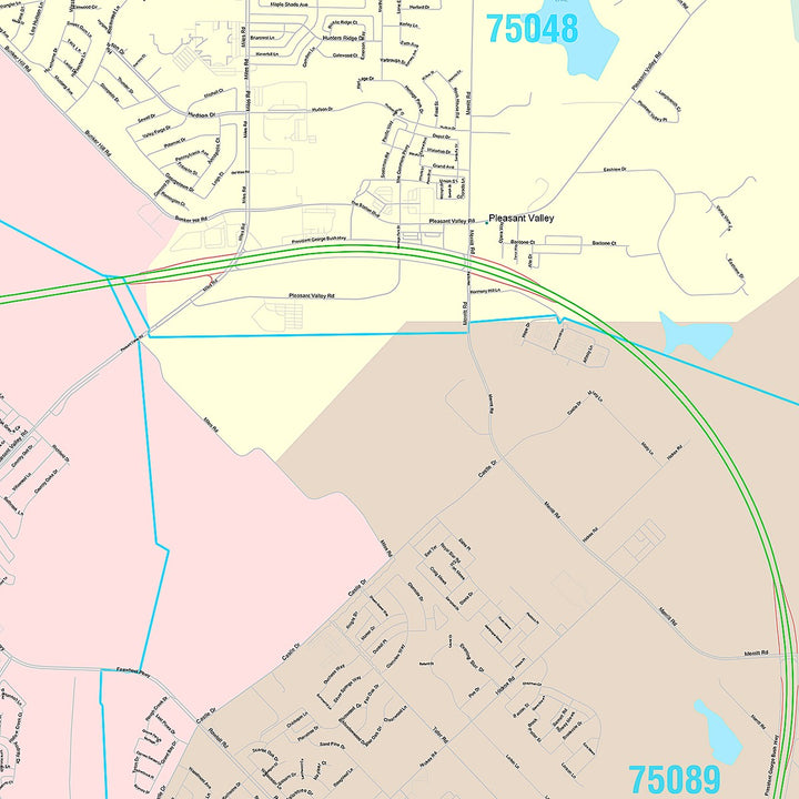 Premium Style Wall Map of Rowlett, TX