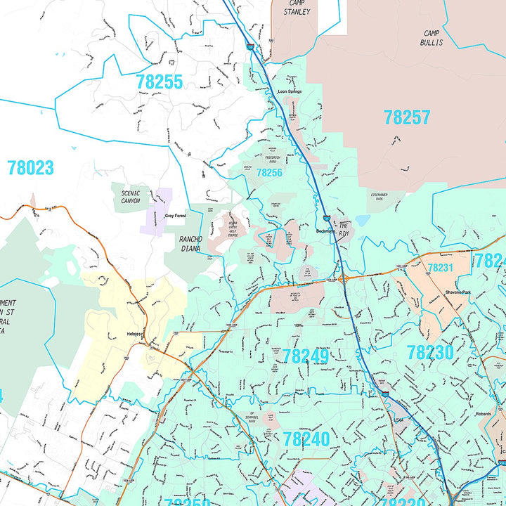 Premium Style Wall Map of San Antonio TX
