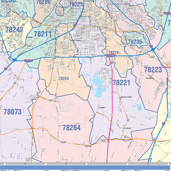 Colorcast Style Zip Code Map of San Antonio