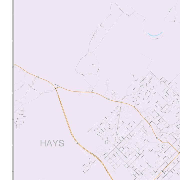 Color Cast Zip Code Style Wall Map of San Marcos, TX