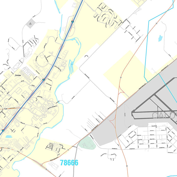 Premium Style Wall Map of San Marcos, TX
