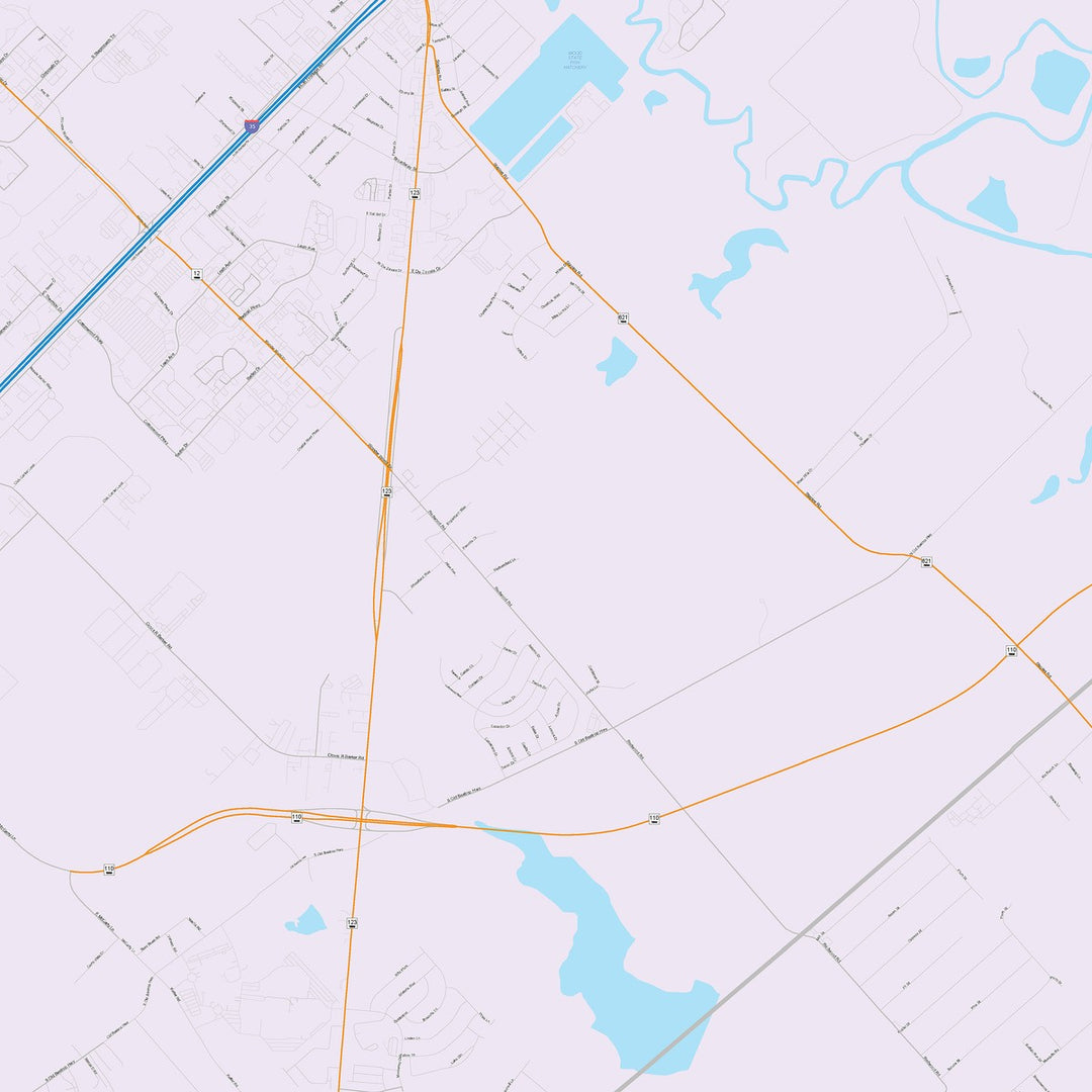 Color Cast Zip Code Style Wall Map of San Marcos, TX