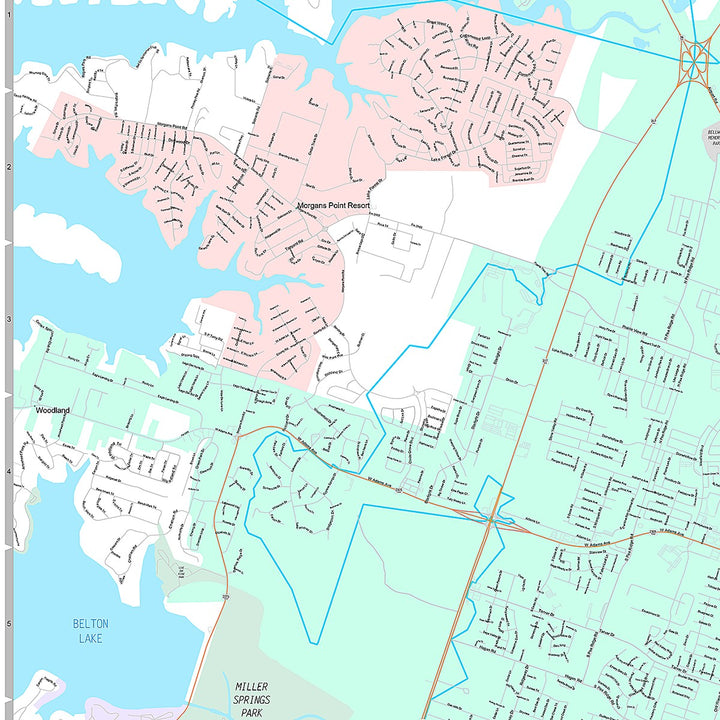 Premium Style Wall Map of Temple, TX