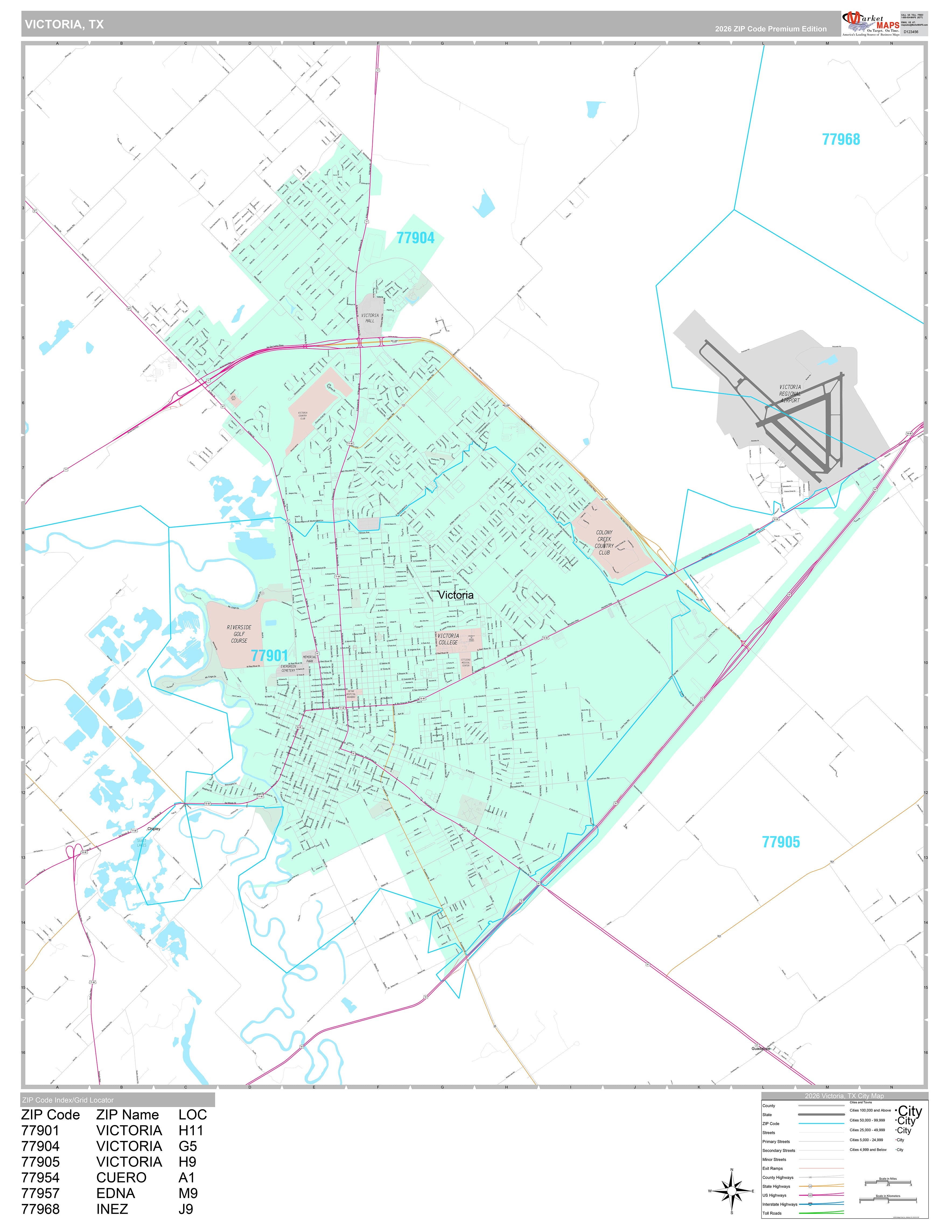 Premium Style Wall Map of Victoria, TX – American Map Store