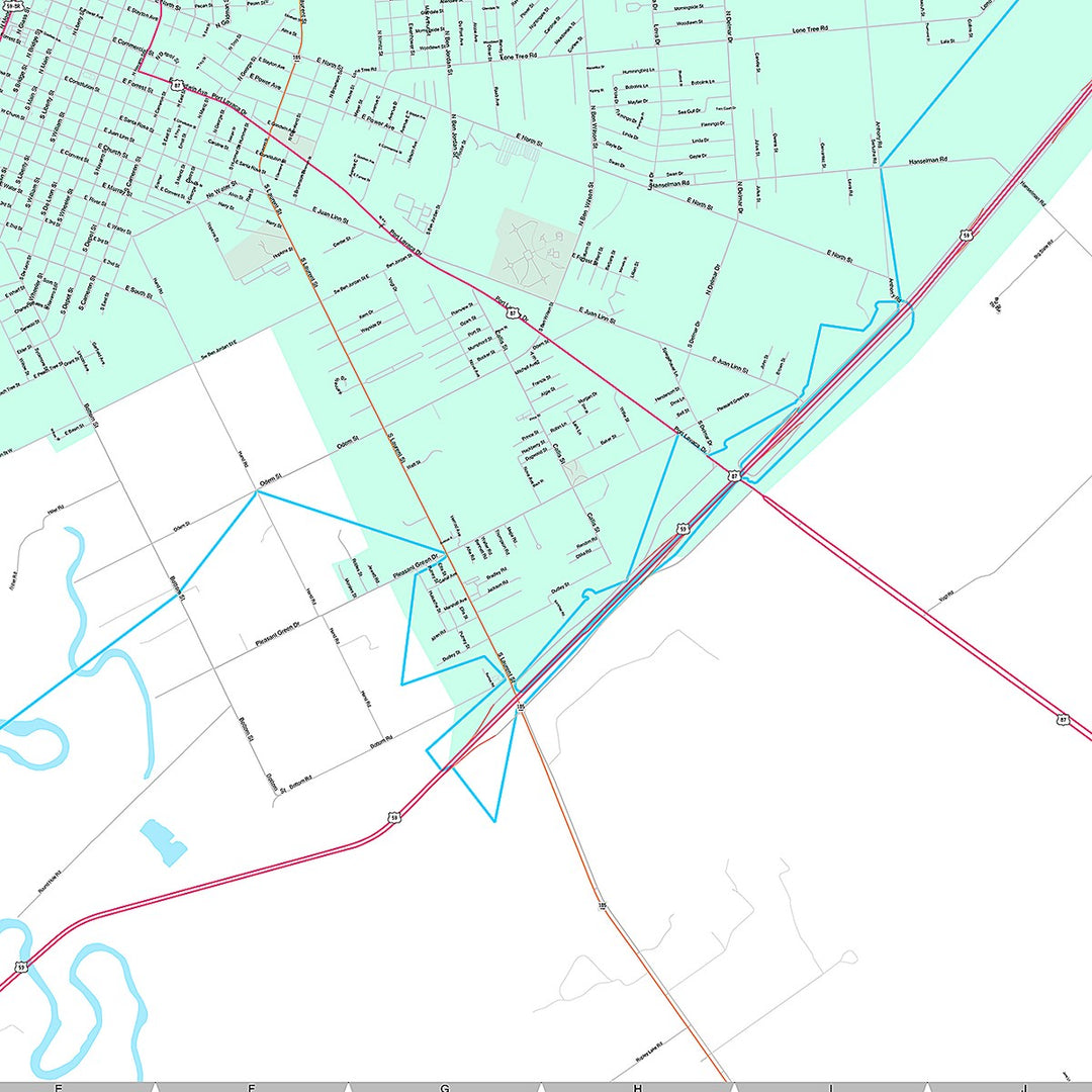 Premium Style Wall Map of Victoria, TX