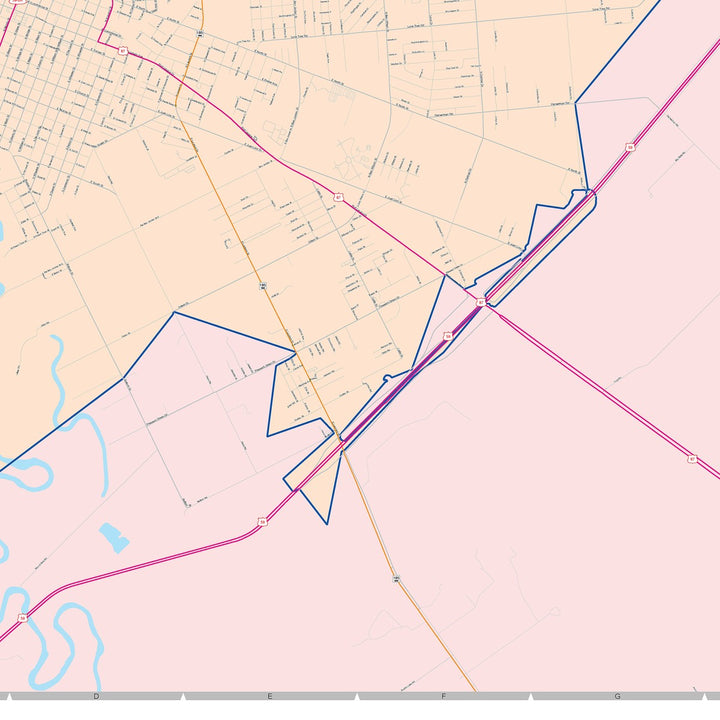 Color Cast Zip Code Style Wall Map of Victoria, TX