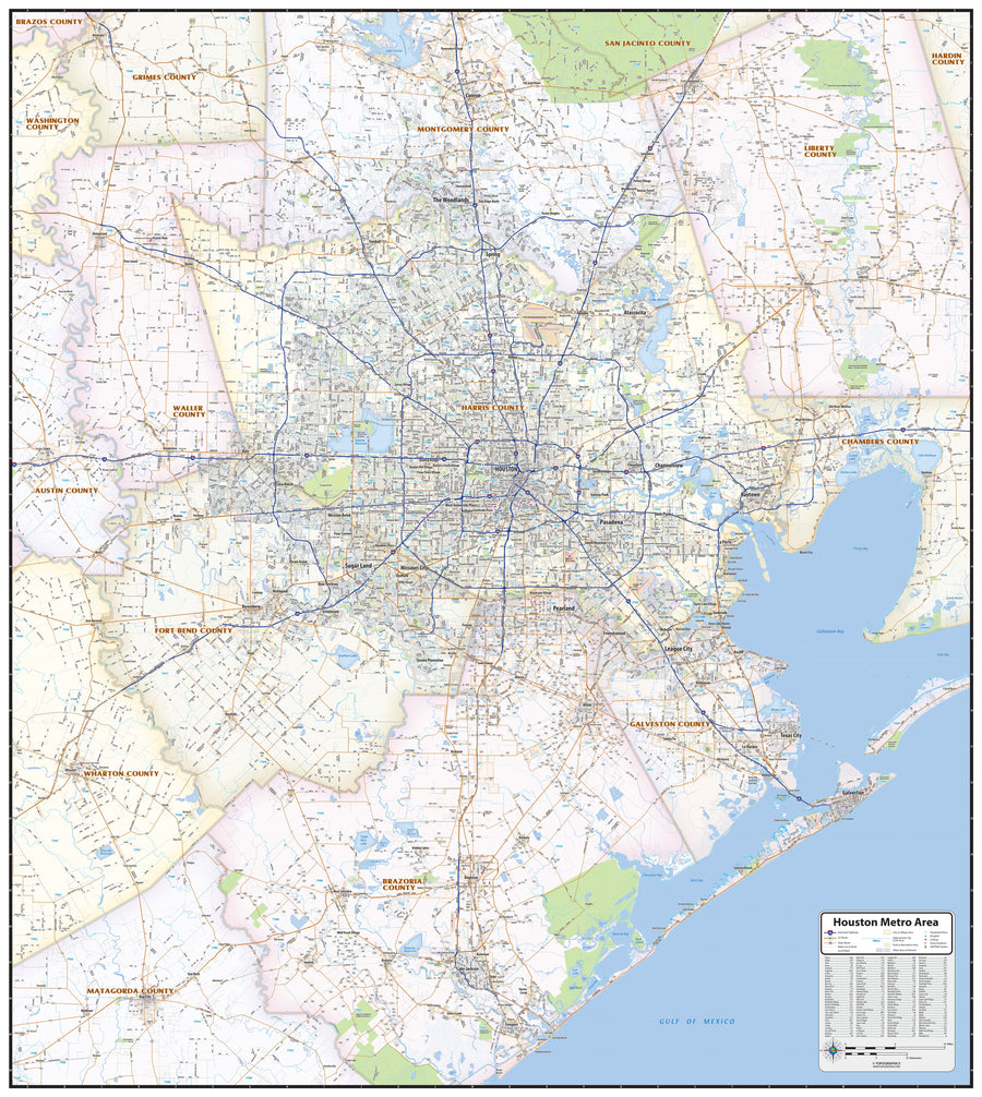 Houston Metro Area Wall Map – American Map Store