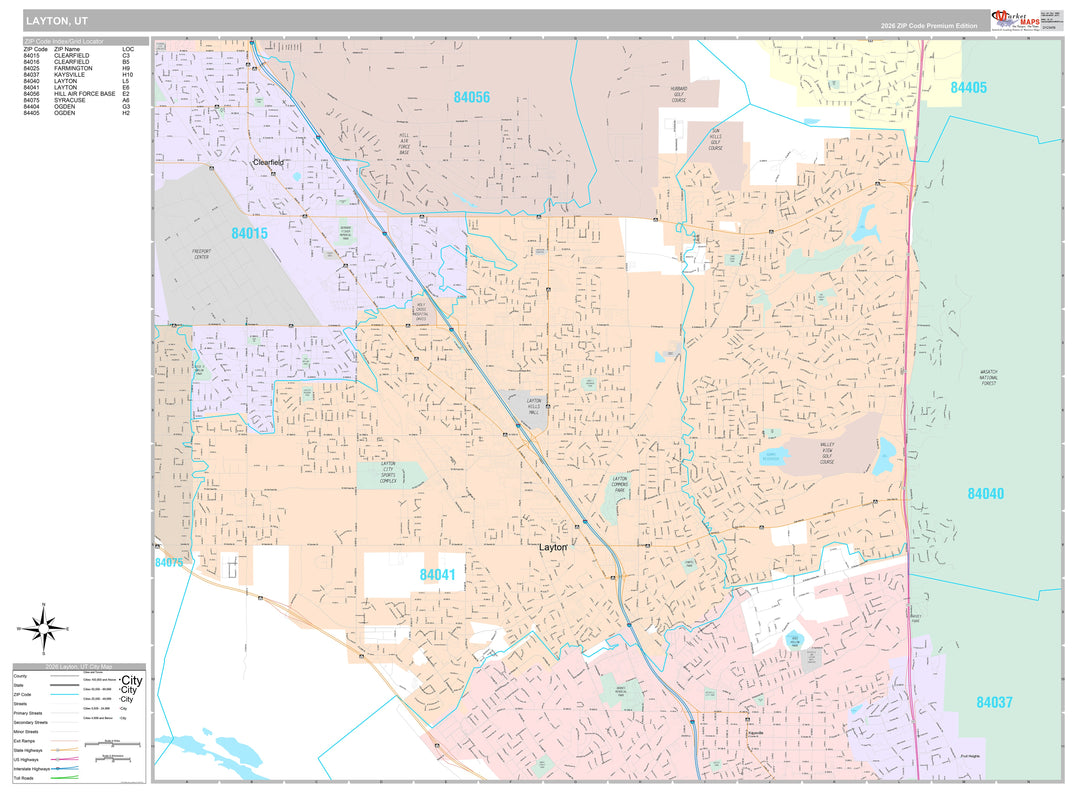 Premium Style Wall Map of Layton, UT