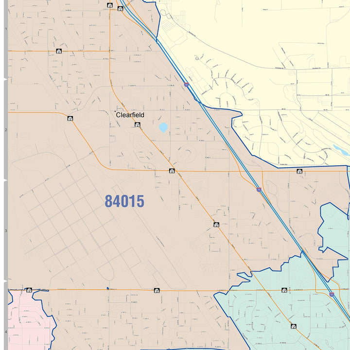 Color Cast Zip Code Style Wall Map of Layton, UT