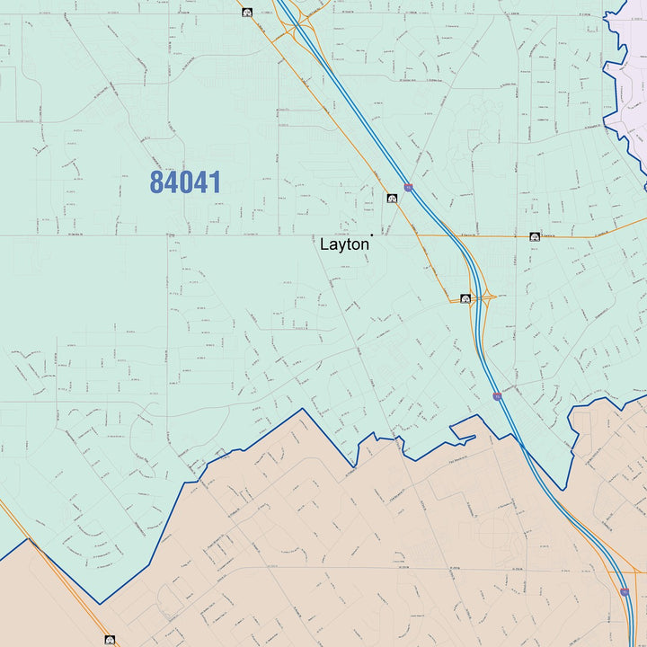 Color Cast Zip Code Style Wall Map of Layton, UT